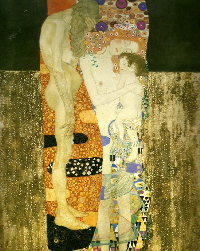 Gustav Klimt kvinnans tre aldrar, oil painting image